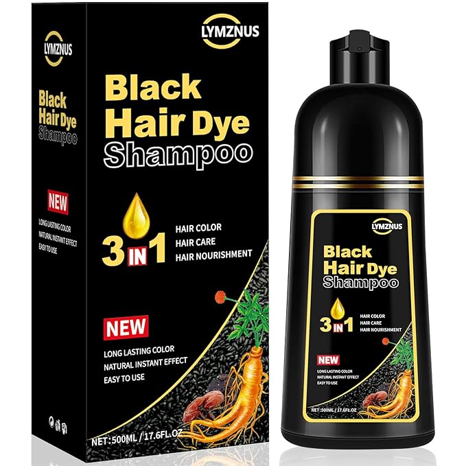 Black Hair Color Shampoo for Gray Coverage - New Upgrade 3-in-1 Herbal Long-Lasting Formula for Women & Men