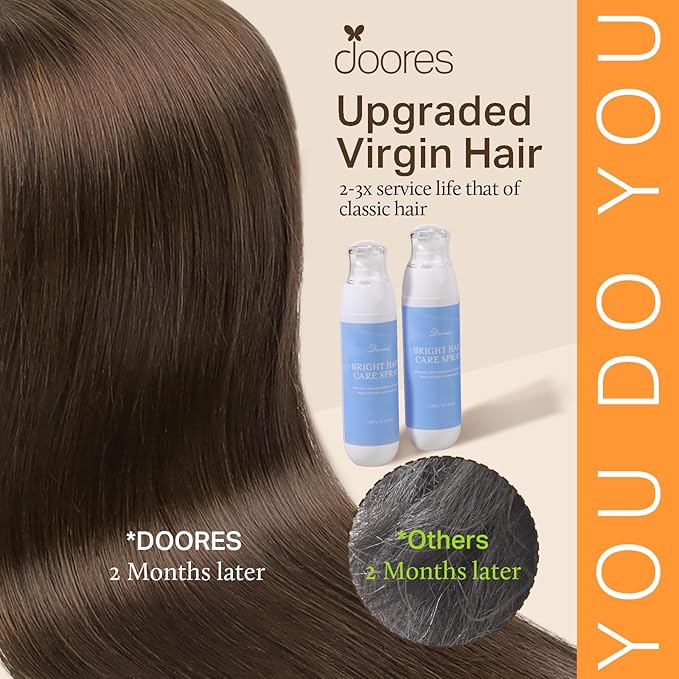 DOORES Hair Extensions Clip in Human Hair, Chocolate Brown 120g 7pcs 14 Inch, Clip in Remy Human Hair Extensions Straight Natural Weft