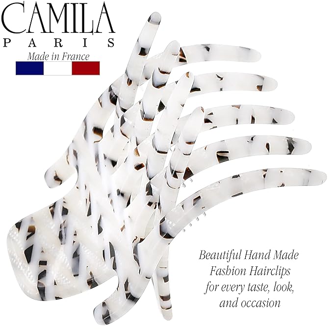 Camila Paris CP3477 French Hair Clip for Women, Hand-Made Hair Side Clips, 2 Inch Girls Hair Claw Clips Jaw Fashion Durable Styling Hair Accessories for Women, Strong Hold No Slip Grip, Made in France