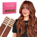 WENNALIFE Tape in Hair Extensions Human Hair Dark Auburn Copper Tape in Extensions, 10pcs 30g 24 inch Remy Invisible Tape Ins Straight Colored Soft Real Human Hair Tape in Extensions Refill Set Extens