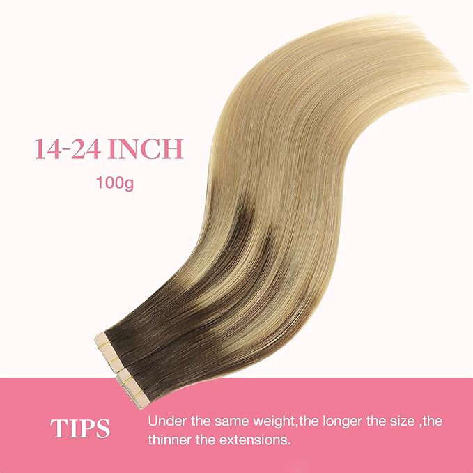 GOO GOO Tape in Hair Extensions Human Hair, 4/18 Balayage Chocolate Brown Highlighted Dirty Blonde, 10inch 60g 40pcs, Skin Weft Seamless Invisible, Silky Straight with Thick Ends, Remy Human Hair