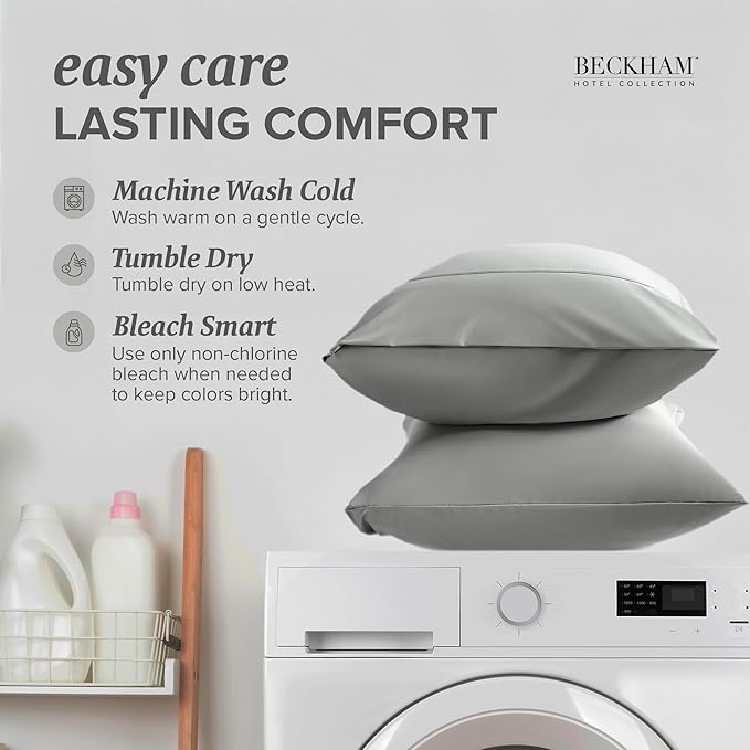 Beckham Hotel Collection Cooling Pillowcases for Hot Sleepers, King Size Set of 2, Cool Bedding, Envelope Closure, Silky Soft, Breathable, Moisture-Wicking, Dark Gray