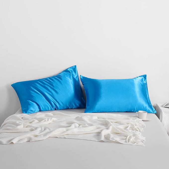 NTBAY 2 Pack Satin King Pillowcases for Hair and Skin, Luxurious and Silky Pillow Cases with Envelope Closure, 20x36 Inches, Royal Blue