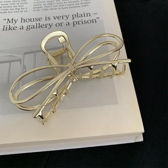 Bow Hair Claw Clips Gold Metal Hair Clips Strong Hold Nonslip Hair Jaw Clips for Thin Thick Hair Stylish Hair Accessories for Women Girls