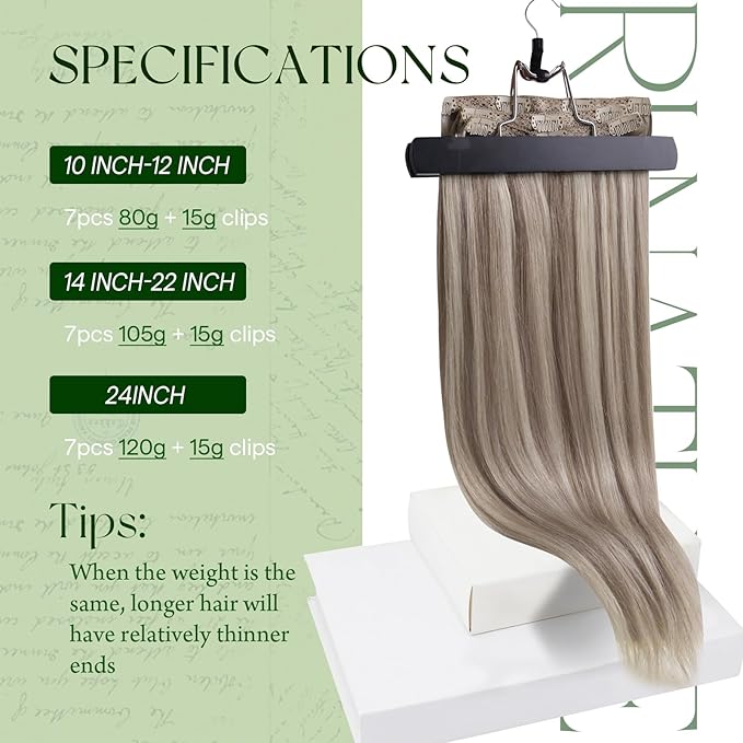 RUNATURE Clip in Hair Extensions Real Human Hair, Grey Blonde Clip in Hair Extensions Straight, Short Natural Remy Hair, No Shedding, 10 Inch 80g 7pcs #19P60 Grey Blonde Highlights