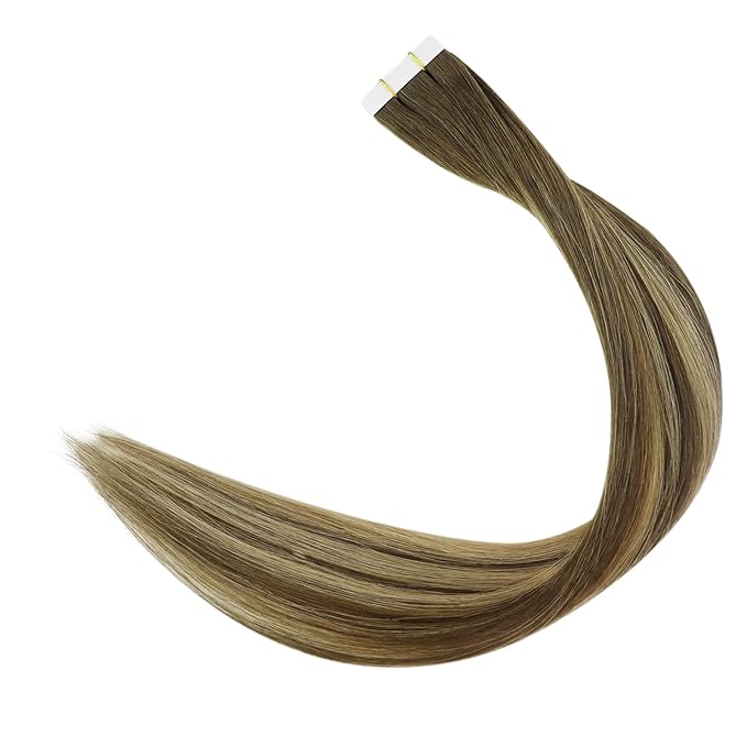 Full Shine Virgin Tape in Human Hair Extensions Balayage 4 Medium Brown Fading to 27 Honey Blonde and 4 Injection Natural Tape in Extensions Human Hair 20Inch Straight Real Human Hair 20Gram 10Pcs