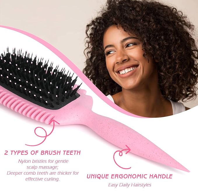 Candy Brush Curl Defining Hair Brush for Effortlessly Detangling Shaping and Styling Curls, Curl Brushes with EdgeLift for All Wet or Dry Hair Types for Women and Girl, Reduce Pulling and Frizzing