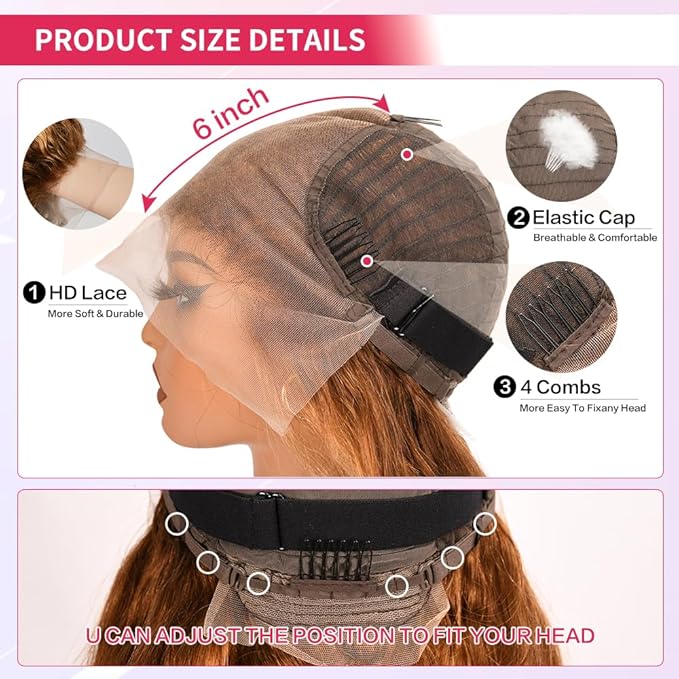 Honey Blonde 4/27 Ombre Lace Front Wig Human Hair 13x6 HD Highlight Body Wave Lace Frontal Wigs Glueless Wigs Pre Plucked with Baby Hair 180 Density 28Inch