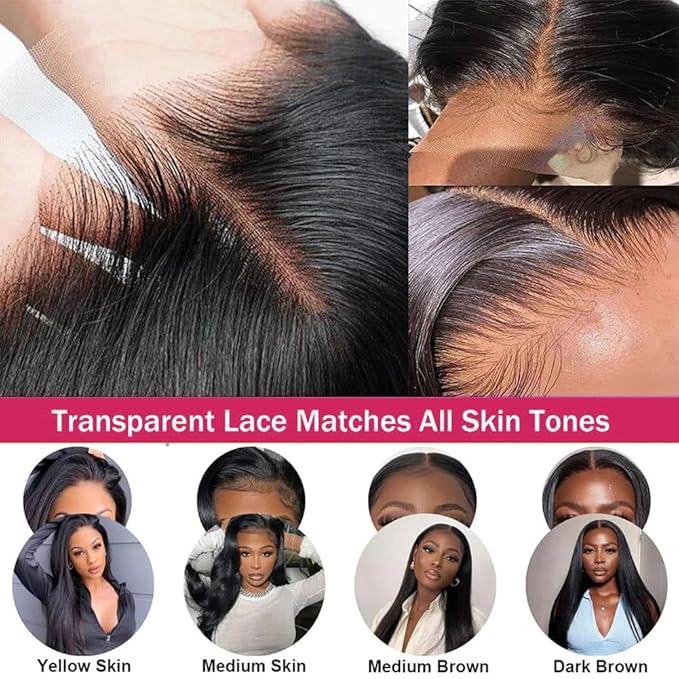 32 Inch 13x6 Body Wave Lace Front Wigs Pre Plucked HD Transparent Lace Frontal Wig Glueless 100% Virgin Human Hair with Baby Hair for Women