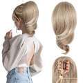 Clip on Ponytails for Women - 12 Inch Curly Ponytail Extension, Wavy Pony Tails Hair Extensions, Synthetic Hair Extensions Ponytail, Clip in Ponytail (Color: Ash Blonde with White Highlights)