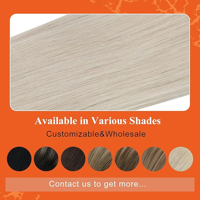 Full Shine Thick Tape in Hair Extensions Human Hair 24 Inch Color 1000 White Blonde Double Sided Tape in Extensions Invisible Seamless Real Remy Skin Weft 20Pcs Add Length Silky Soft