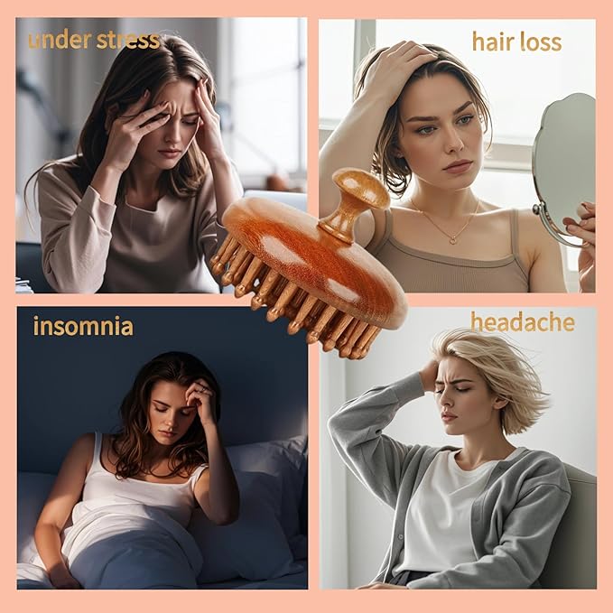 Fine teeth wood comb | wooden scalp massager hair growth | head massager scalp stress relax | hair brush