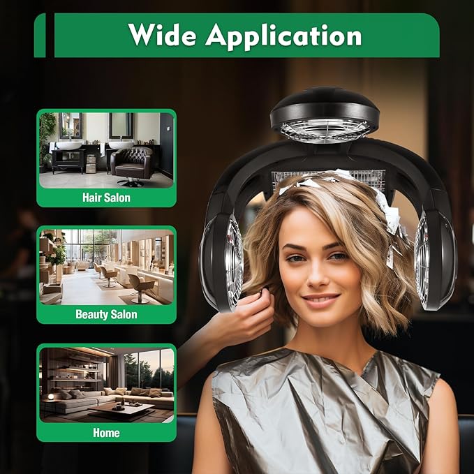 Hair Dryer, Multifunctional Salon Hair Dryer, Freestanding Hair Salon Steamer Hair Color Processor, 1.4KW 110V, Black