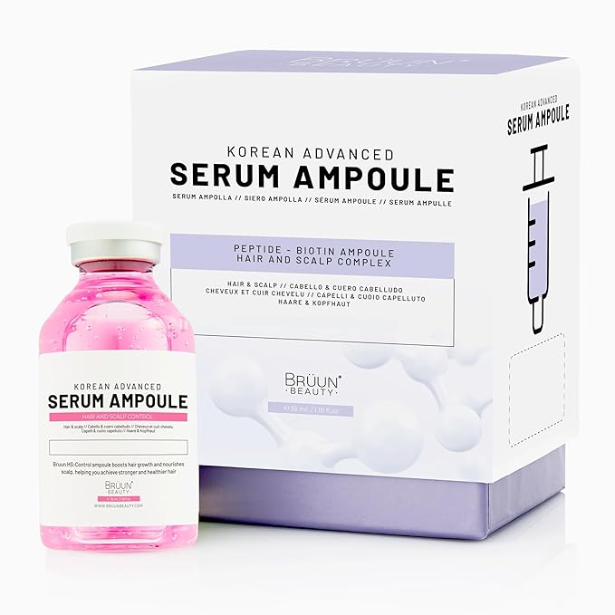 BRÜUN HS - Control Hair and Scalp Ampoule Serum – Korean Serum Booster For Hair Growth Use without Derma Pen Skin Care Serum 1.18 fl.oz