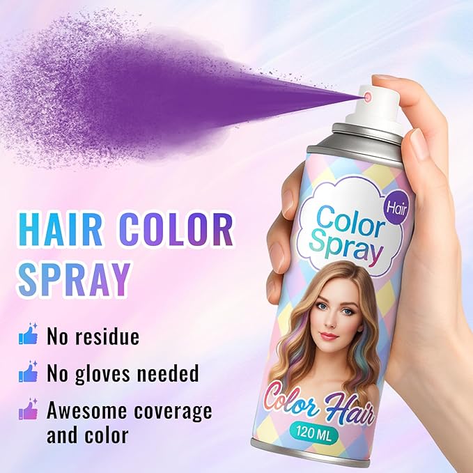 Temporary White Hair Color Spray – 1-Day Washable Hair Color for Women Kids Men, Fun Hair Spray for Halloween, Cosplay, Costumes, Parties, Festivals, Crazy Hair Day, DIY Hair Looks
