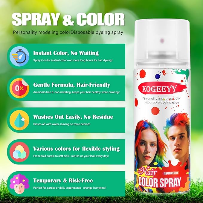 Christmas Temporary Hair Color Spray for Kids Women,One-Time Use Black Hair Spray, Washable Temporary Hair Dye, Natural Hair Color Wax, Non-sticky Hair Spray for Cosplay,Party,Halloween(Black,4.06Oz)