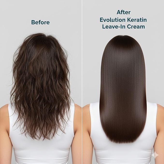 EvolutionProof Keratin Leave-In Conditioning Cream – Anti-Frizz Treatment with Keratin, Argan & Jojoba Oils for Smoothness, Strength & Shine – 4.3 oz