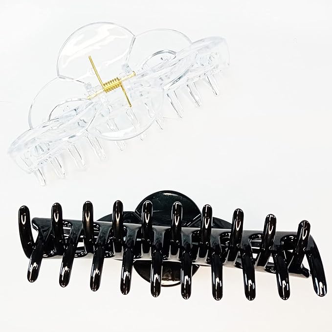 Large Hair Clips for Women Thick Hair Fine Hair Claw Clips Strong Holding Long Hair Jaw Clips (Clear and Black)