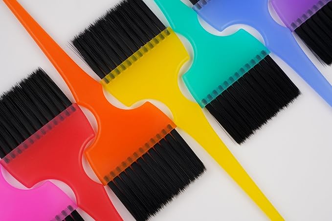 Professional Salon Hair Dye & Coloring Brush and Tint Bowl Set, 7 Rainbow Application Brushes and Mixing Bowls (Pastel Rainbowl)