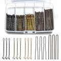Bobby Pins and Hair Pins Combo Box 500PCS, Big Quantity Hair Pins Kit Black Brown Gold Bobby Pins and U Shape Brown for Styling Hair with Storage Box 2" / 2.4" / 2.6” for Women