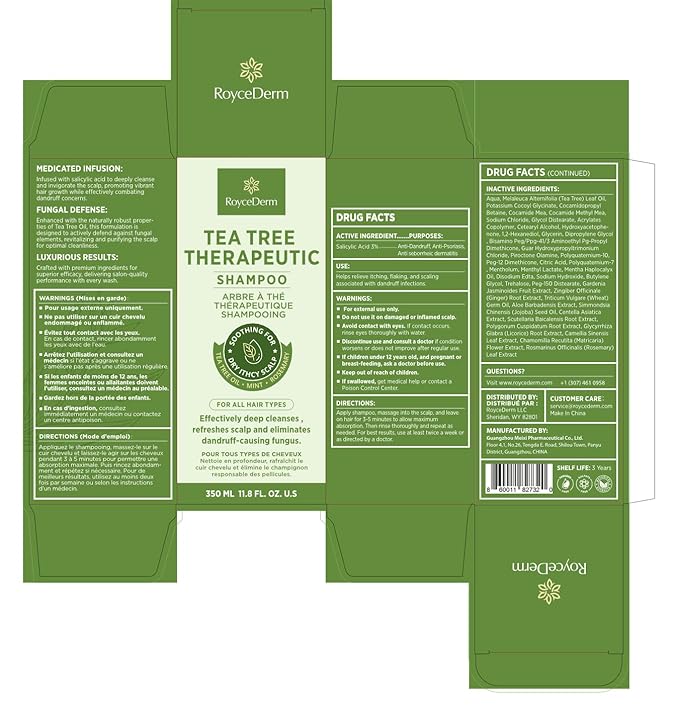 Roycederm Tea Tree Antifungal Shampoo: Folliculitis Shampoo for Dry Scalp, Dandruff, and Itchy Scalp - Medicated Clarifying shampoo with Tea Tree Oil, Paraben & Sulfate Free