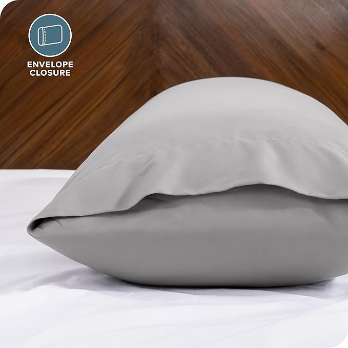 Bare Home Microfiber Body Pillow Cover - Ultra Soft & Cooling - Double Brushed - Envelope Closure - Easy Care (20''x54'' Body Pillow Cover, Light Grey)