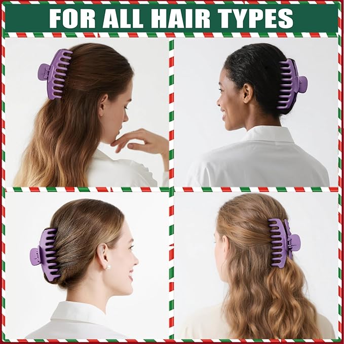TOCESS Hair Claw Clips for Women - 8PK Large Neutral Matte Jumbo Hair Clips for Thick, Thin, Long, Short, Curly Hair Girls, Big Jaw Clip Set for Daily Use (Violet Purple)