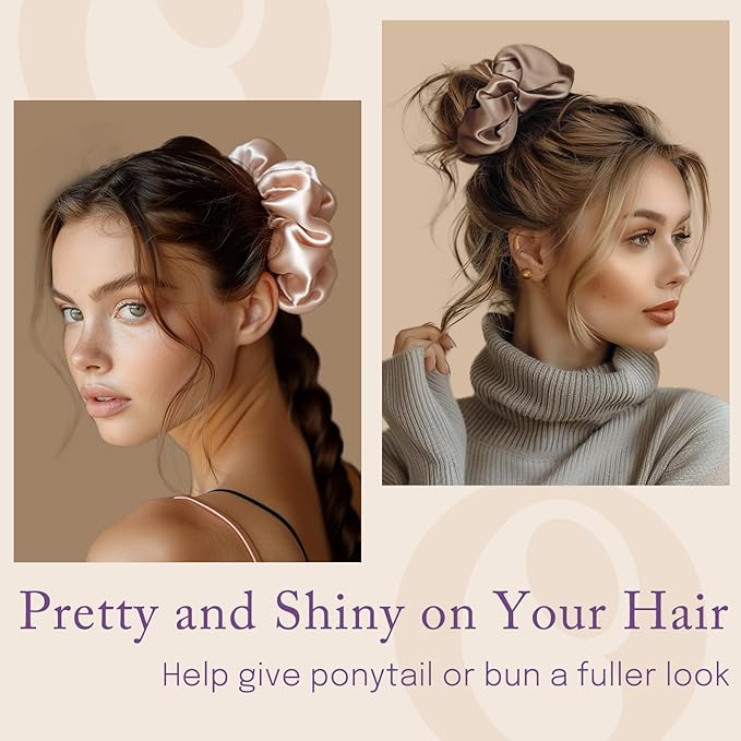 OLESILK Silk Scrunchies Oversized 100% Mulberry: Large for Long Thick Hair, Soft and Smooth for No Damage Hair Care Sleeping, Vintage Fashion