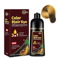 Golden Brown Hair Dye Shampoo 3 in 1, Instant Root Touch Up for All Hair Types & Full Hair Color, Lasts Up to 30 Days, Natural-Looking Color for Women & Men Champu Para Canas Easy Application, 500ml