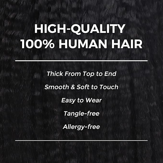 Lashey Seamless Clip in Hair Extensions Human Hair 150g 9pcs 20 Inch Kinky Straight Natural Black Real Human Hair Clip in Hair Extensions with Soft PU Weft