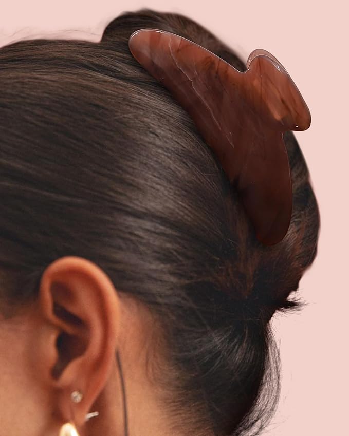 HAIMEIKANG Large Acetate 4 Inch Hair Claw Clip for Women - French Style Hair Claws for Thick Hair with Non-Slip Teeth, Hair Accessories for Updos, Buns & Ponytails