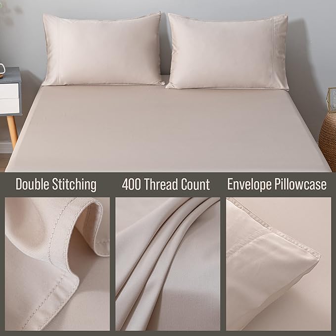 Bella Coterie | Luxury Bamboo Viscose King Size Pillowcase Set | 100% Organically Grown | Ultra Soft | Cooling | 2 Pcs [Dune]