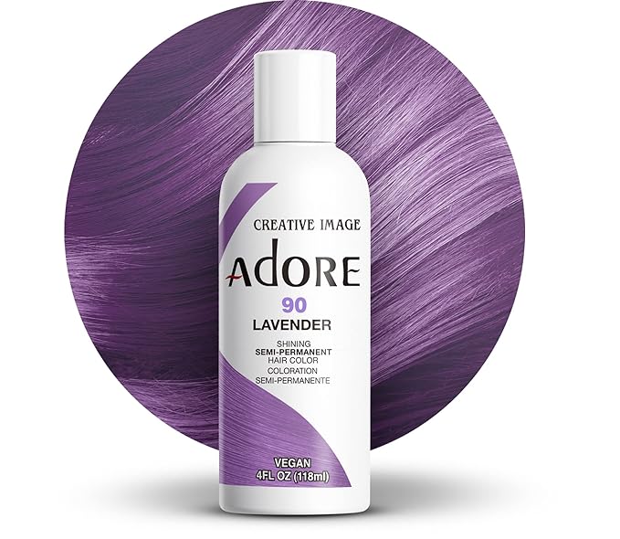 Adore Semi Permanent Hair Color (090 Lavender) | Vegan & Cruelty-Free Purple Hair Dye | No Ammonia, No Peroxide, No Alcohol | 4 Fl Oz (Pack of 1)