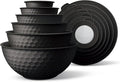 COOK WITH COLOR Mixing Bowls with Lids - 12 Piece Plastic Nesting Bowls Set includes 6 Prep Bowls and 6 Lids, Non Slip Bottom and Embossed Design - Microwave Safe (Black)