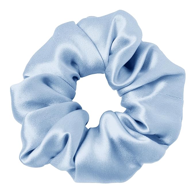 LILYSILK Silk Hair Scrunchies/Ties for Frizz & Breakage Prevention, 100% Mulberry, No Damage, Elastic ponytail Holders, 1Pc, Sky Blue