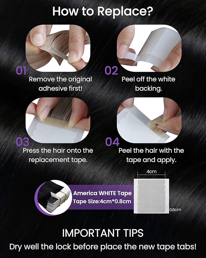 LaaVoo Tape in Hair Extensions Black Tape on Extensions Real Human Hair 22Inch Tape ins Human Hair Extensions Jet Black 50g 20pcs