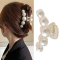Pearl Hair Claw Clips - White Pearl Strong Hold Barrette Clips for Thick & Thin Hair (Style 2)