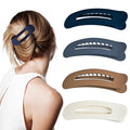 4 Pcs Flat Hair Clips for Women - Large Matte Flat Claw Clips for Thin Hair, Stylish Hair Accessories for Daily Styling, Matte Series (Navy Blue, Coffee, Gray Blue, Beige)