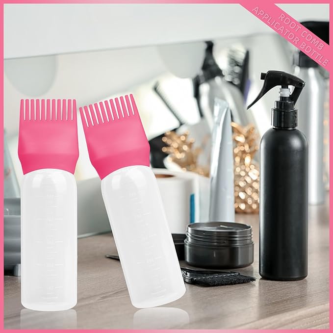 BLAAROOM Root Comb Applicator Bottle, 4 Pack Hair Oil Applicator with Root Comb Brush for Scalp Oil Hair Oiling