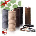 100 Pcs Thick Seamless Brown Hair Ties, Ponytail Holders Hair Accessories No Damage for Thick Hair Christmas Gift(Natural Colors)