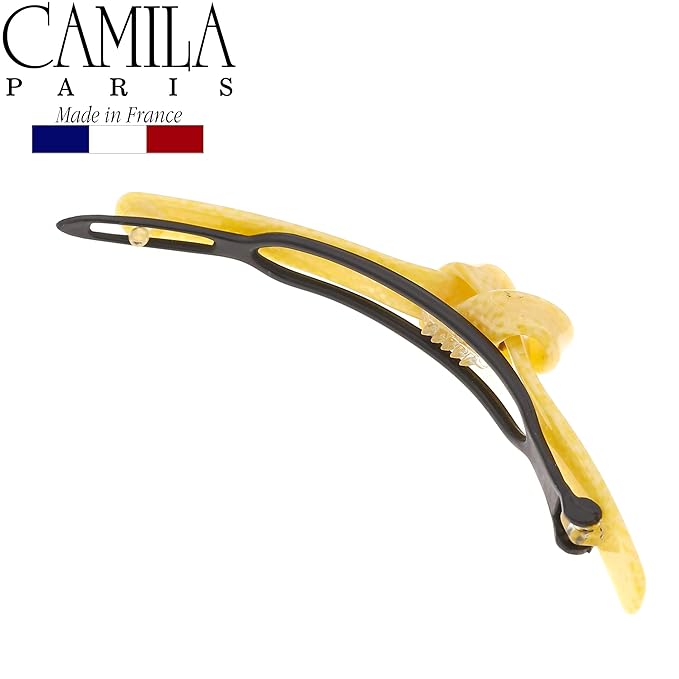 Camila Paris CP2815 French Hair Barrette Clip for Girls, Handmade, Beige, Metal-Free Closure Strong Hold Grip Hair Clips for Women, No Slip Durable Styling Girls Hair Accessories, Made in France