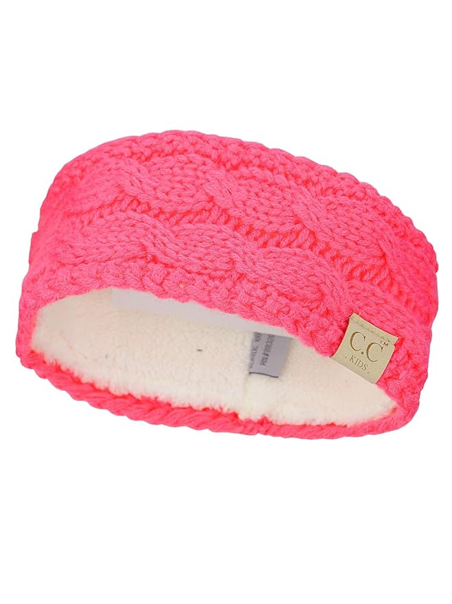 C.C Children's Kids' Winter Warm Cable Knit Fuzzy Lined Ear Warmer Headband