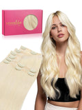 WENNALIFE Genius Seamless Clip in Hair Extensions Real Human 16 inch 120g 7Pcs Platinum Blonde Hair Extensions Clip Ins Luxury Remy De Cabello Humano Straight Invisible Fuller Reusable