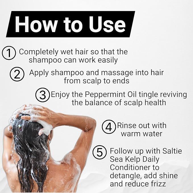 Saltie Hydrating Shampoo - Deep Moisture - Repairs and Bonds Dry Damage - Adds Shine - Reduces Frizz -No Sulfates, Parabens, Gluten, and Phthalates - No Artificial Color - Peppermint Leaf Oil
