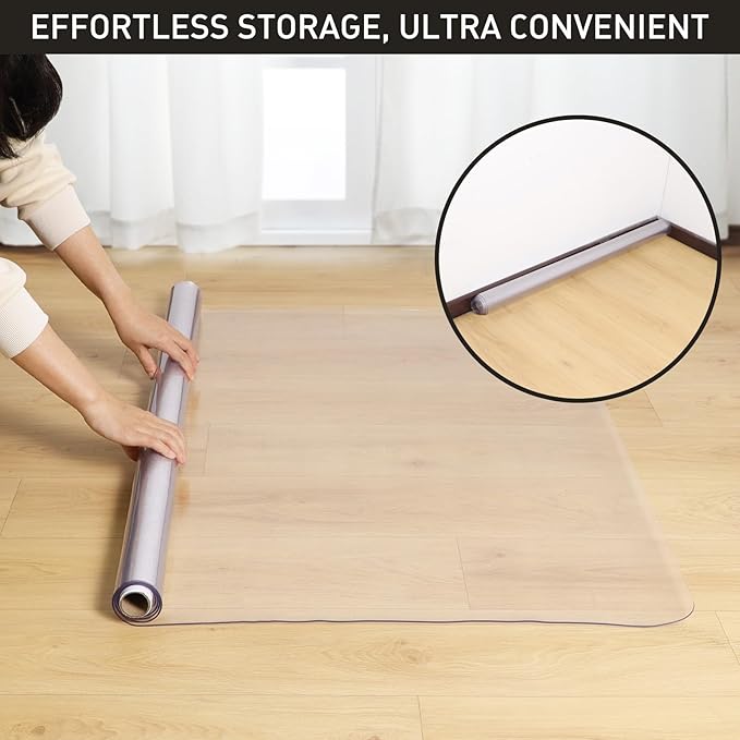 2'x6' Vinyl Runner Rug for Hallway, Clear Waterproof Kitchen Mat for Floor, Non-Slip Plastic Floor Mat for Entryway, Easy Clean Durable Area Mat for Bedroom, Laundry Room