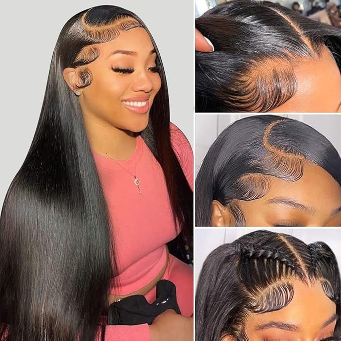Hermosa HD Transparent 13x4 Lace Front Human Hair Wigs Pre Plucked with Baby Hair 12A 220% Density HD Straight HD Lace Front Wigs Human Hair for Women Natural Hairline Natural Color 22 inch