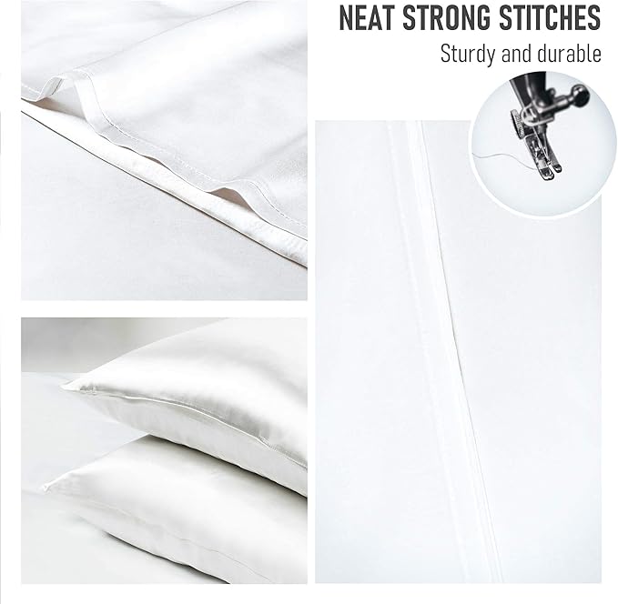 Tyfitb Satin Pillowcase Set for Hair & Skin Care – Cooling, Hypoallergenic, Anti-Frizz, Wrinkle-Free – Soft, Luxurious Pillowcases with Envelope Closure – 2-Pack, King Size 20x36, Gift-Ready