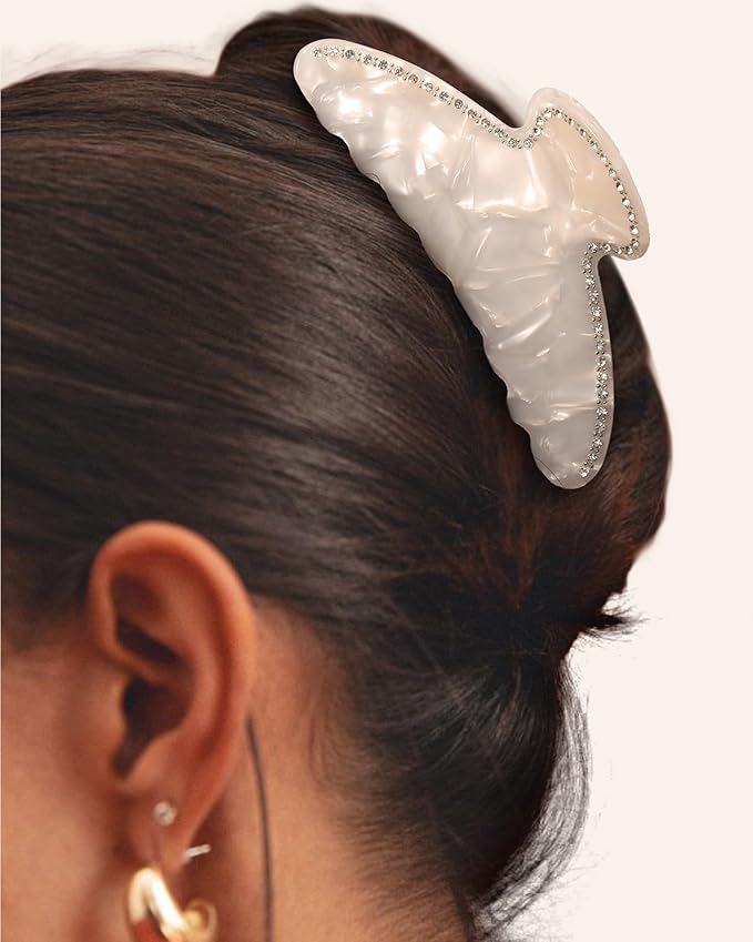 HAIMEIKANG Large Acetate 4 Inch Hair Claw Clip for Women - French Style Hair Claws for Thick Hair with Non-Slip Teeth, Hair Accessories for Updos, Buns & Ponytails