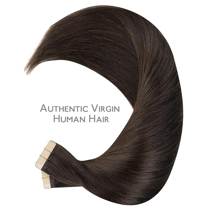 Wennalife Tape-in Hair Extensions, 40pcs 120g 26 inch Light Dark Brown Real Human Hair Straight Tape-in Extensions