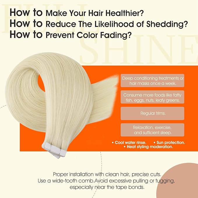 Full Shine Long Injection Tape in Hair Extensions Human Hair Color 60 Blonde Insert Tape Extensions 22Inch Injected 50Gram Machine Remy Seamless Invisible 20Pcs for Party Add Length